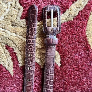 Tanner Women’s Vintage Brown Reptile Embossed Leather Belt with Matching Buckle